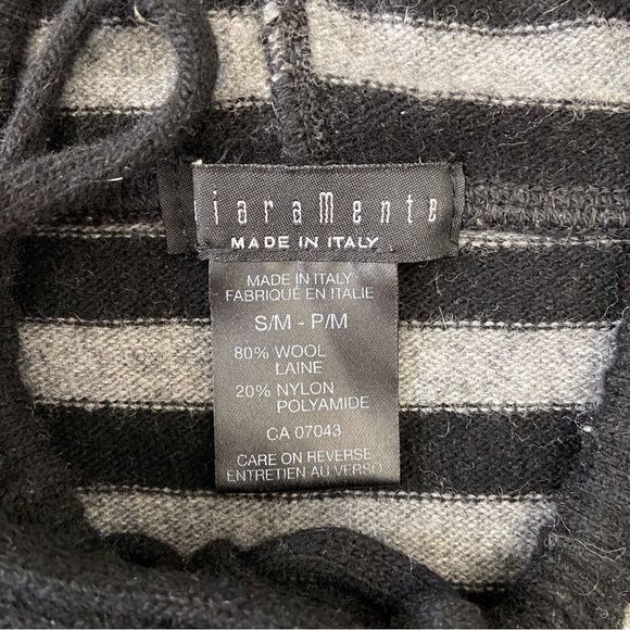 CHIARAMENTE italian wool oversized poncho hood sweater black grey small medium - Picture 9 of 14